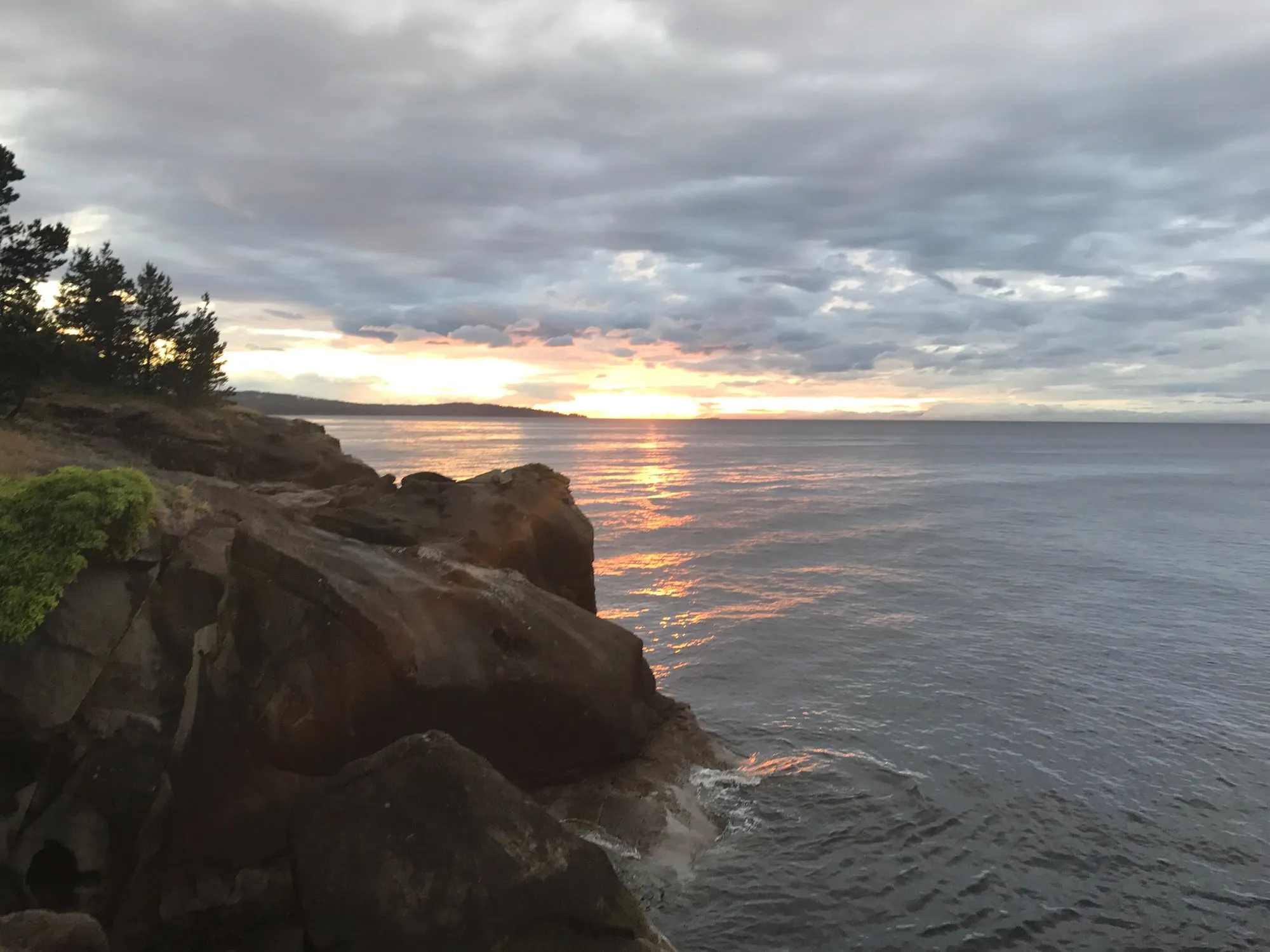 Sunset over the rocks of the Vancouver Island coast